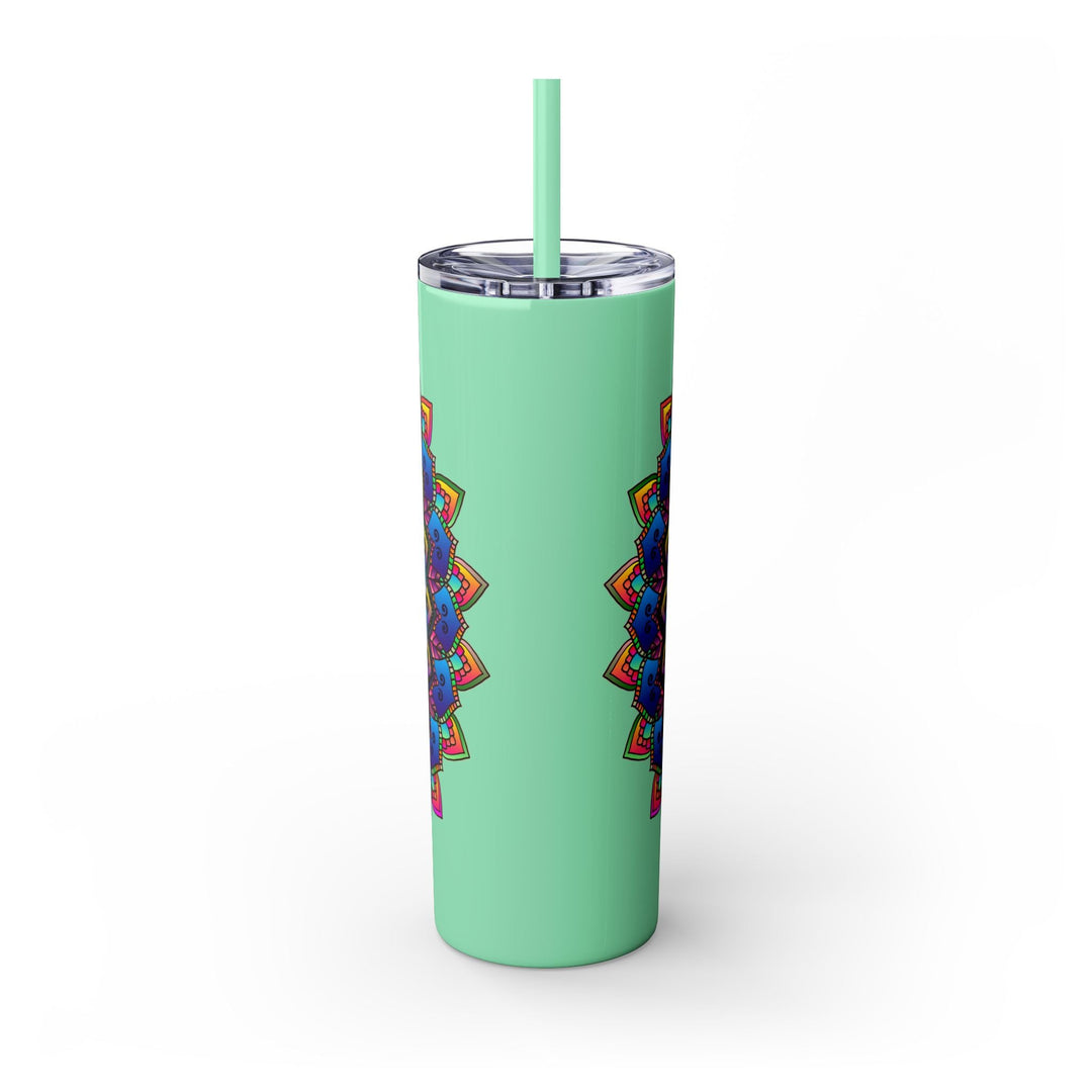 Colorful Mandala Skinny Tumbler - 20oz, Hot & Cold Mug - Blululi