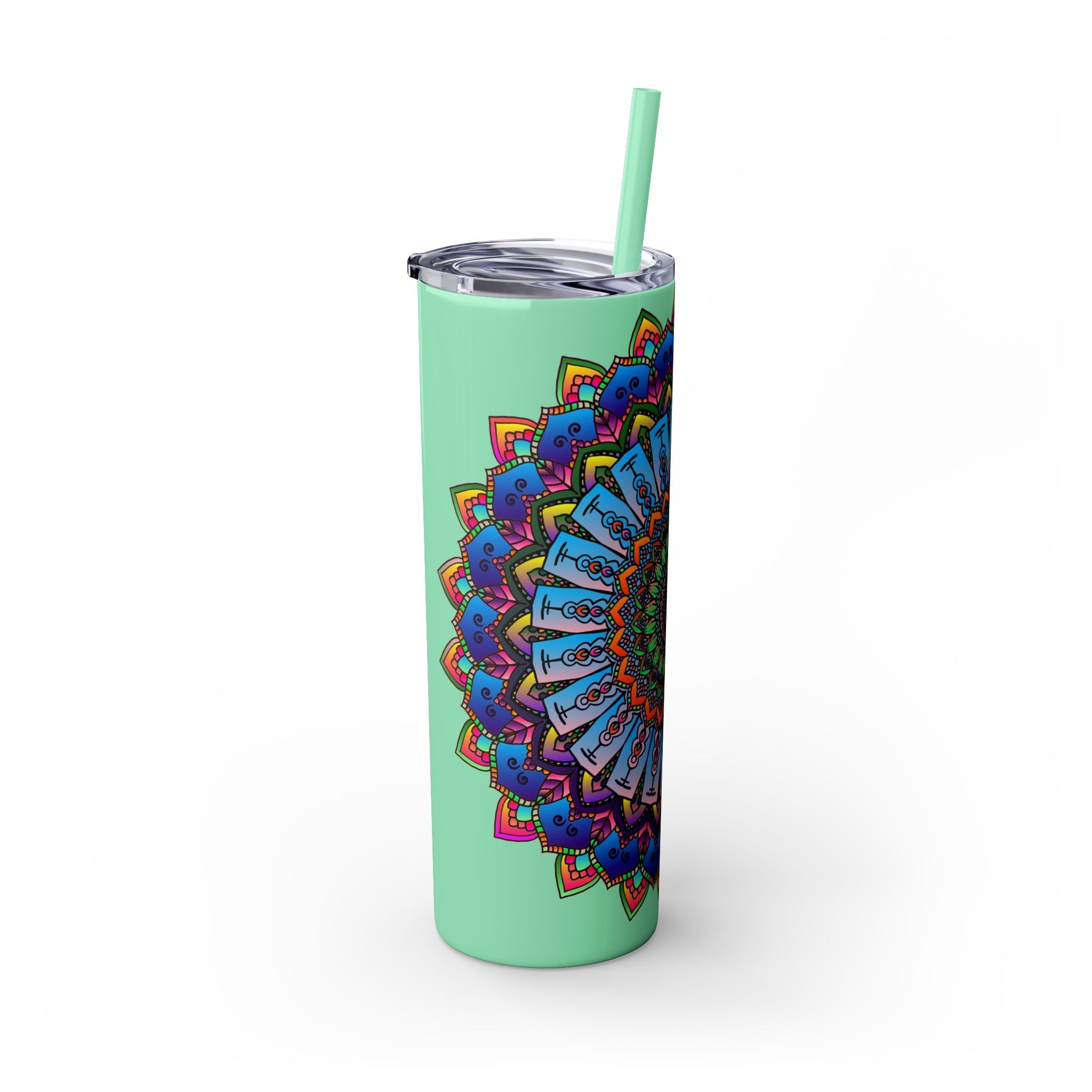 Colorful Mandala Skinny Tumbler - 20oz, Hot & Cold Mug - Blululi