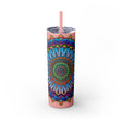 Colorful Mandala Skinny Tumbler - 20oz, Hot & Cold Mug - Blululi