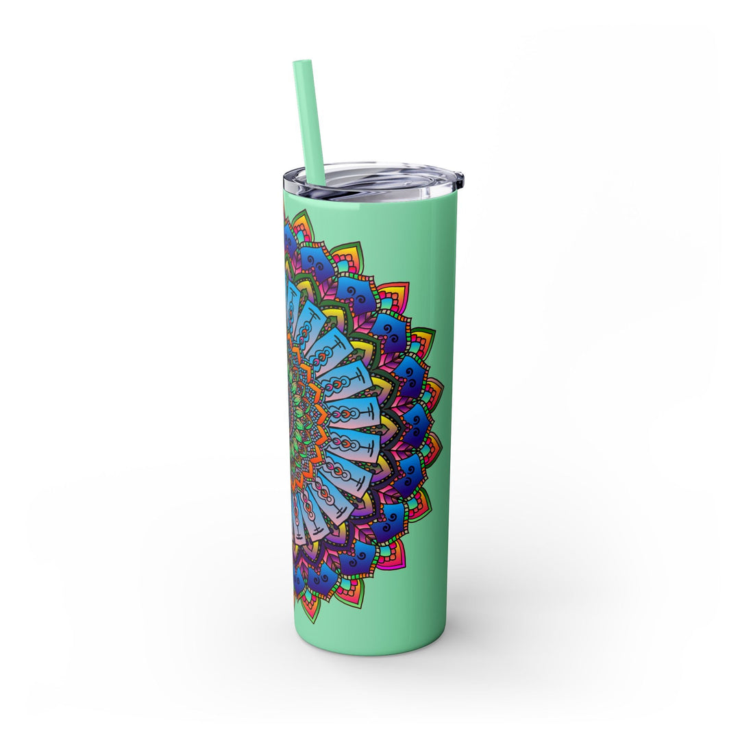 Colorful Mandala Skinny Tumbler - 20oz, Hot & Cold Mug - Blululi