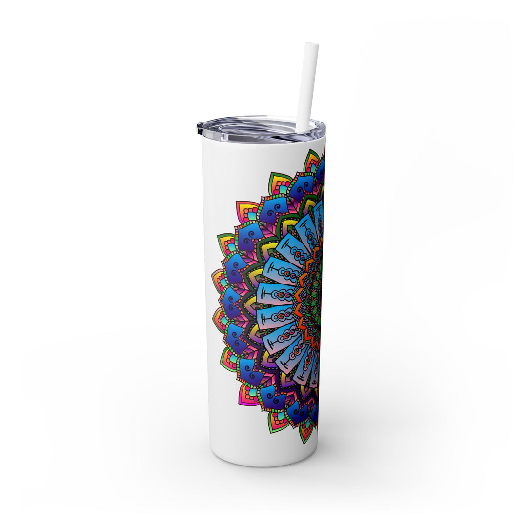 Colorful Mandala Skinny Tumbler - 20oz, Hot & Cold Mug - Blululi