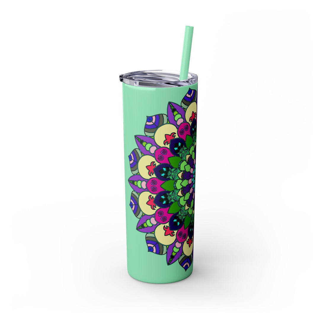 Colorful Mandala Skinny Tumbler - 20oz, Hot & Cold Mug - Blululi