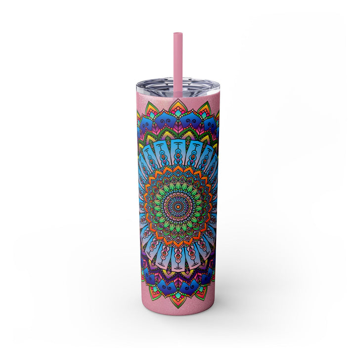 Colorful Mandala Skinny Tumbler - 20oz, Hot & Cold Mug - Blululi