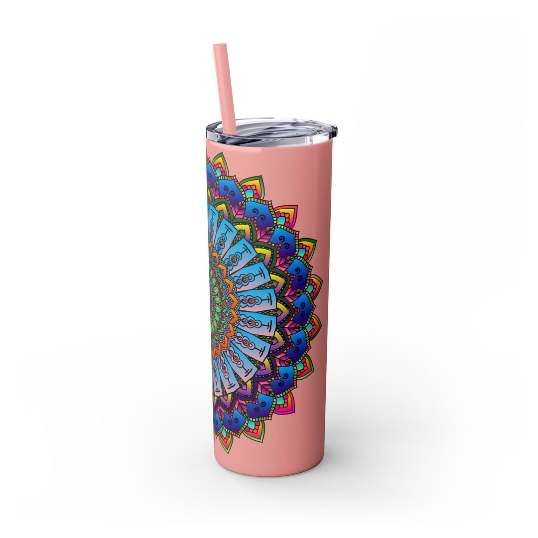 Colorful Mandala Skinny Tumbler - 20oz, Hot & Cold Mug - Blululi