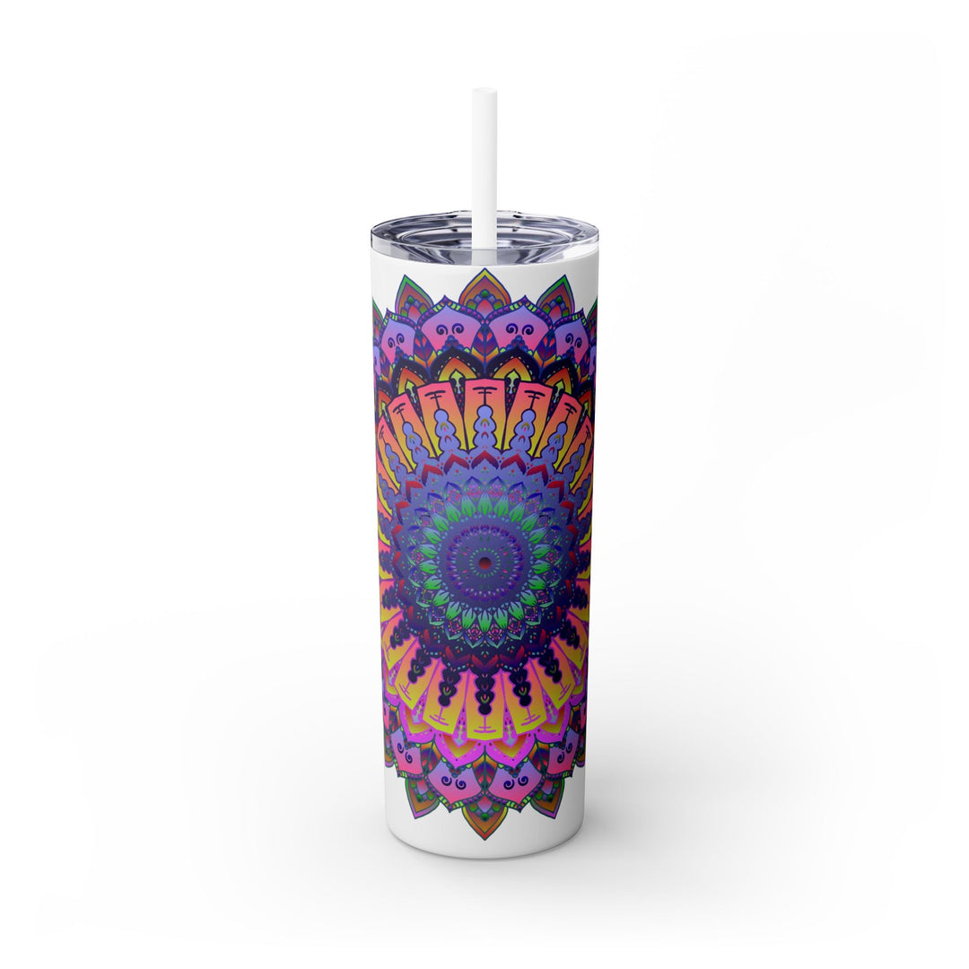 Colorful Mandala Skinny Tumbler - 20oz - Hot & Cold Mug - Blululi