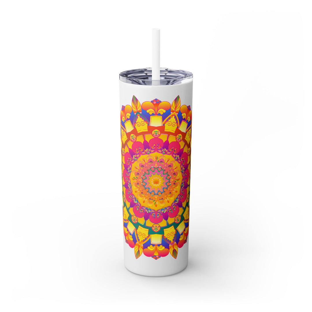 Colorful Mandala Skinny Tumbler - 20oz - Hot & Cold Mug - Blululi