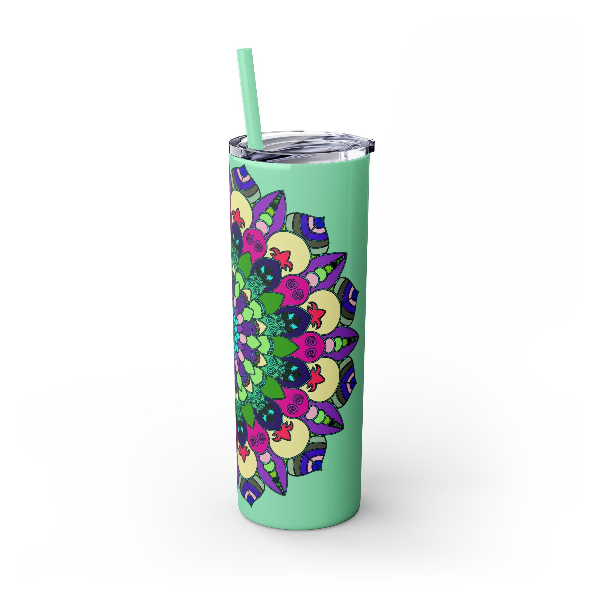 Colorful Mandala Skinny Tumbler - 20oz, Hot & Cold Mug - Blululi