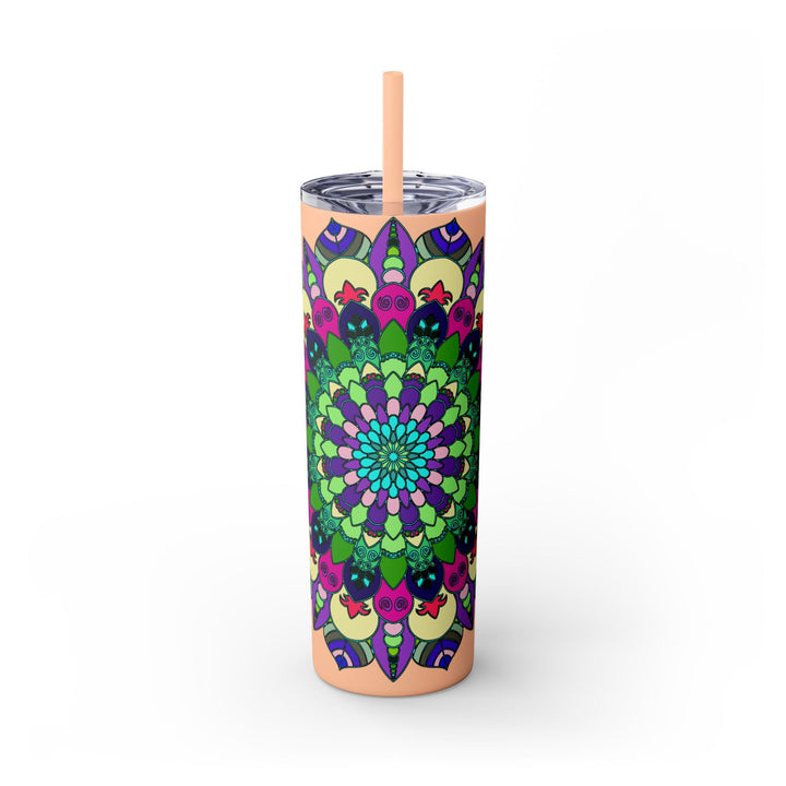 Colorful Mandala Skinny Tumbler - 20oz, Hot & Cold Mug - Blululi