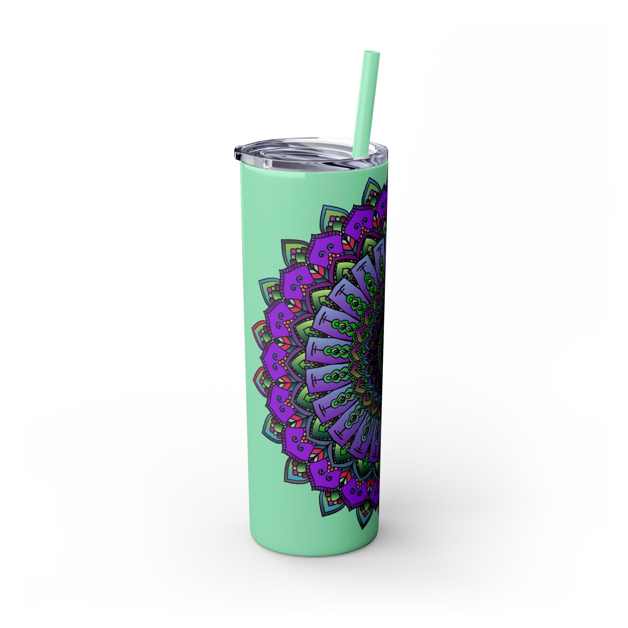 Colorful Mandala Skinny Tumbler - 20oz - Hot & Cold Mug - Blululi