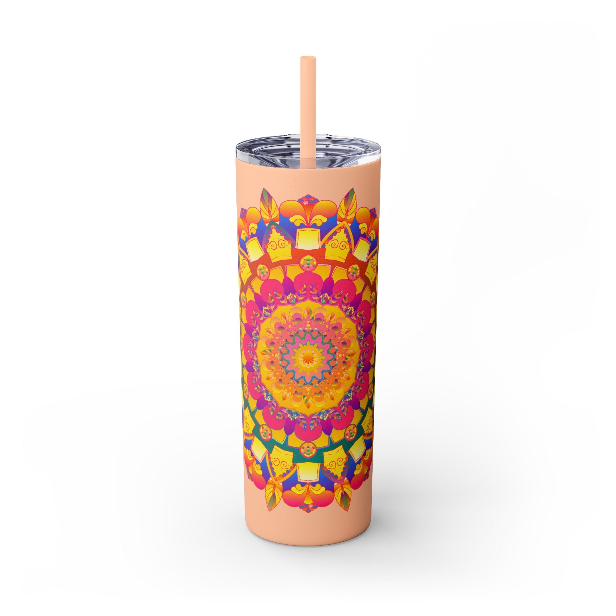 Colorful Mandala Skinny Tumbler - 20oz - Hot & Cold Mug - Blululi