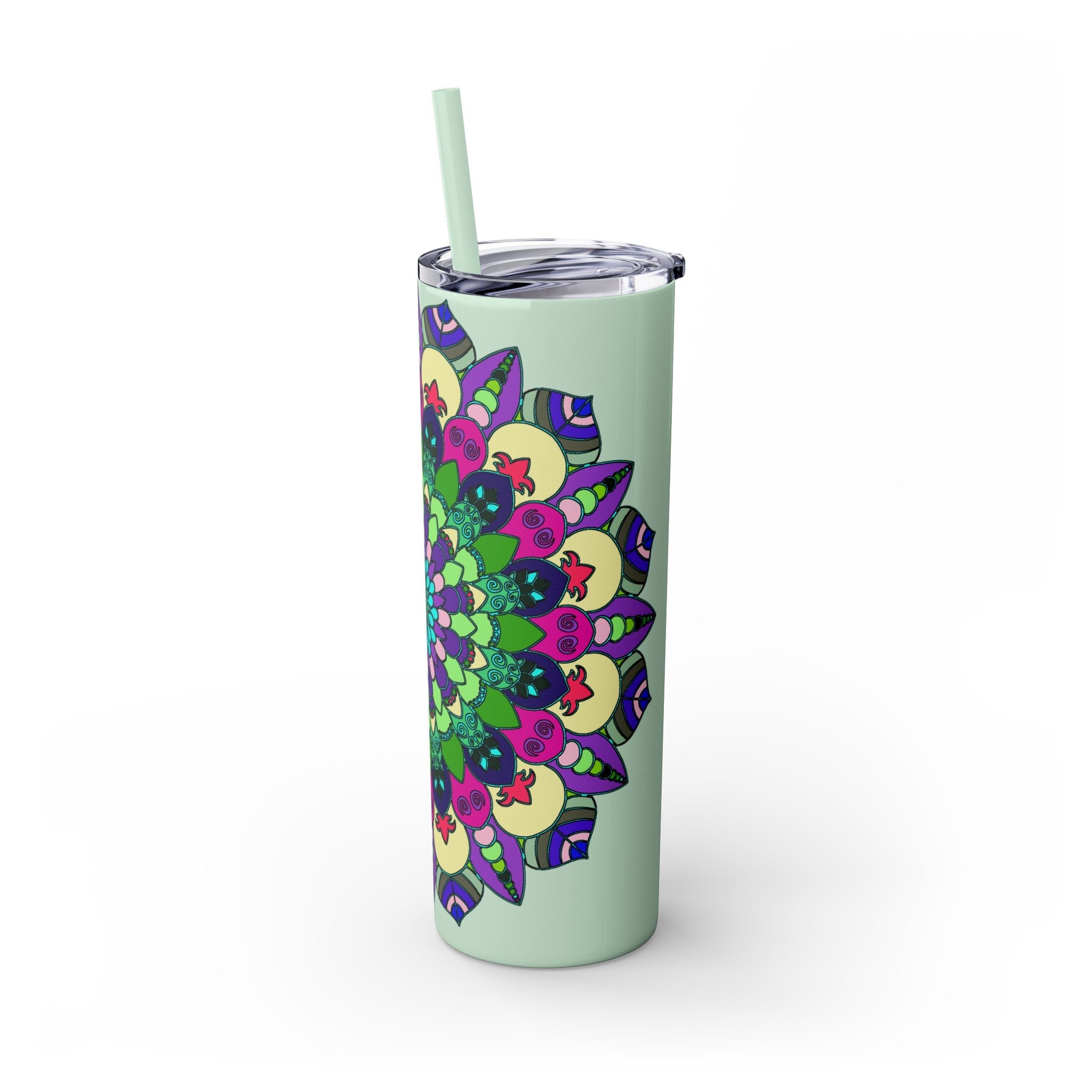 Colorful Mandala Skinny Tumbler - 20oz, Hot & Cold Mug - Blululi