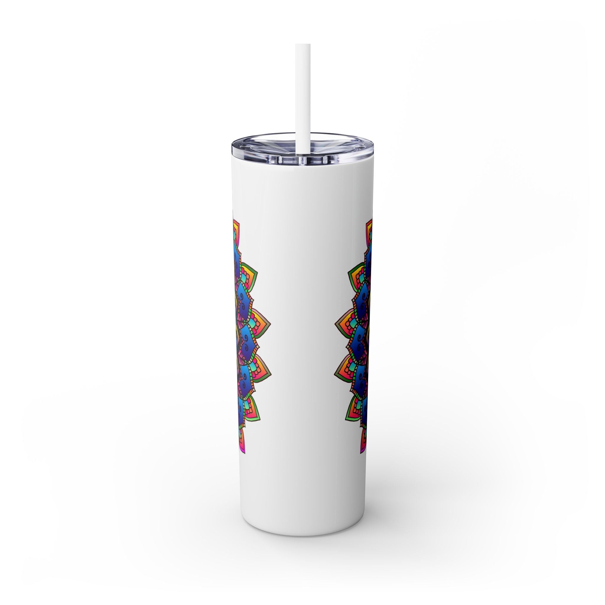 Colorful Mandala Skinny Tumbler - 20oz, Hot & Cold Mug - Blululi