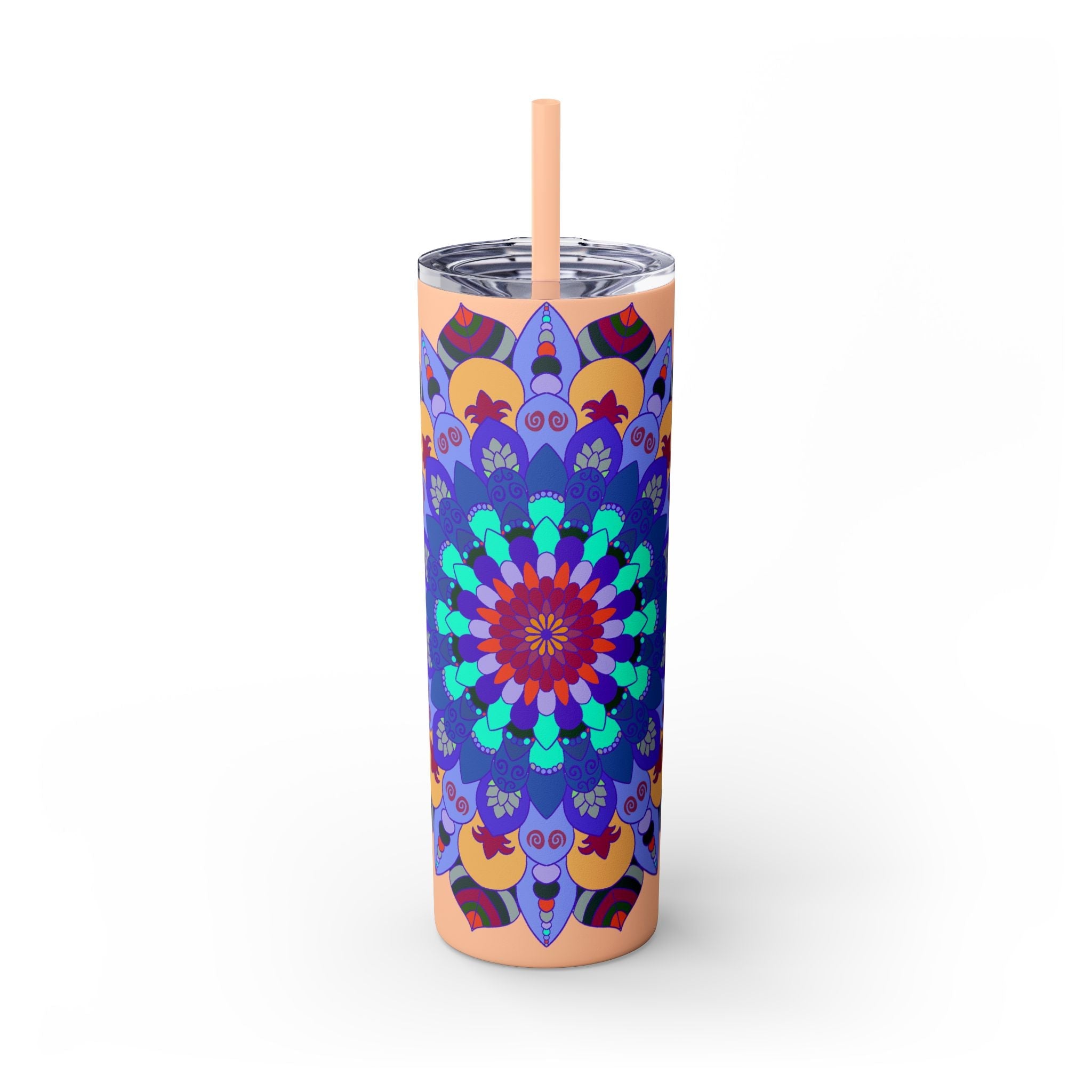 Colorful Mandala Skinny Tumbler - 20oz - Hot & Cold Mug - Blululi