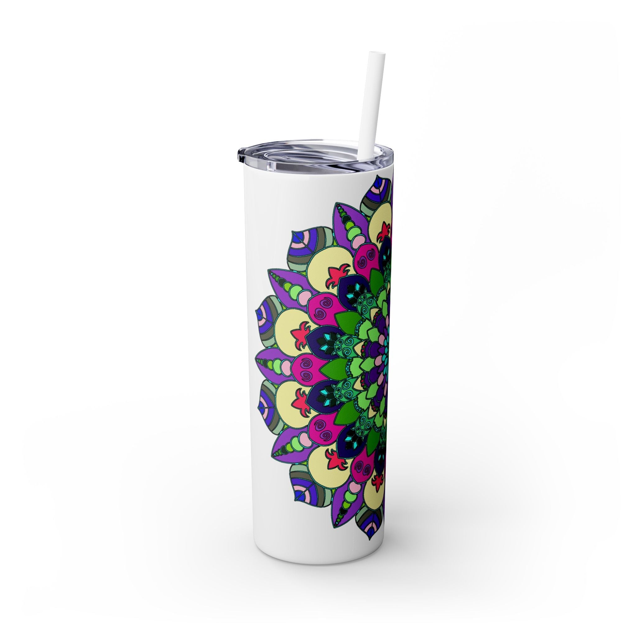 Colorful Mandala Skinny Tumbler - 20oz, Hot & Cold Mug - Blululi