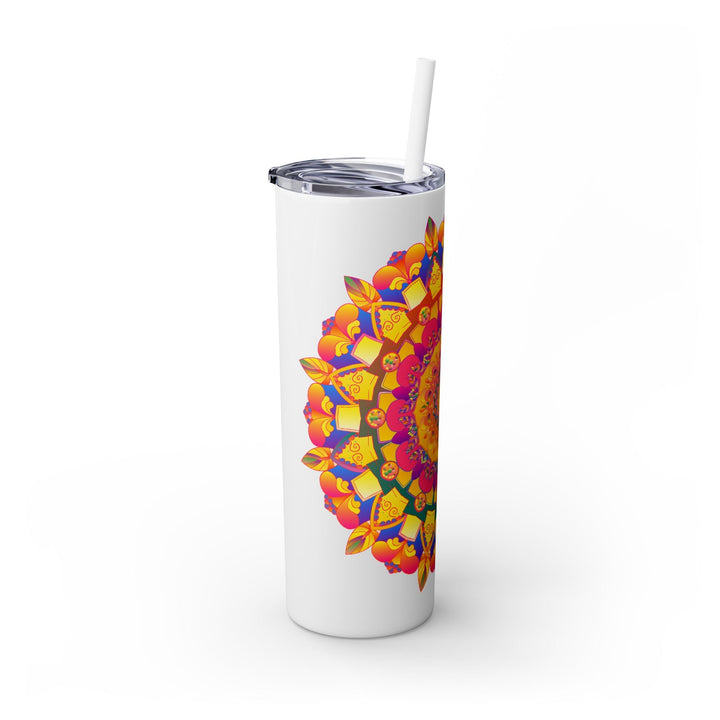 Colorful Mandala Skinny Tumbler - 20oz - Hot & Cold Mug - Blululi