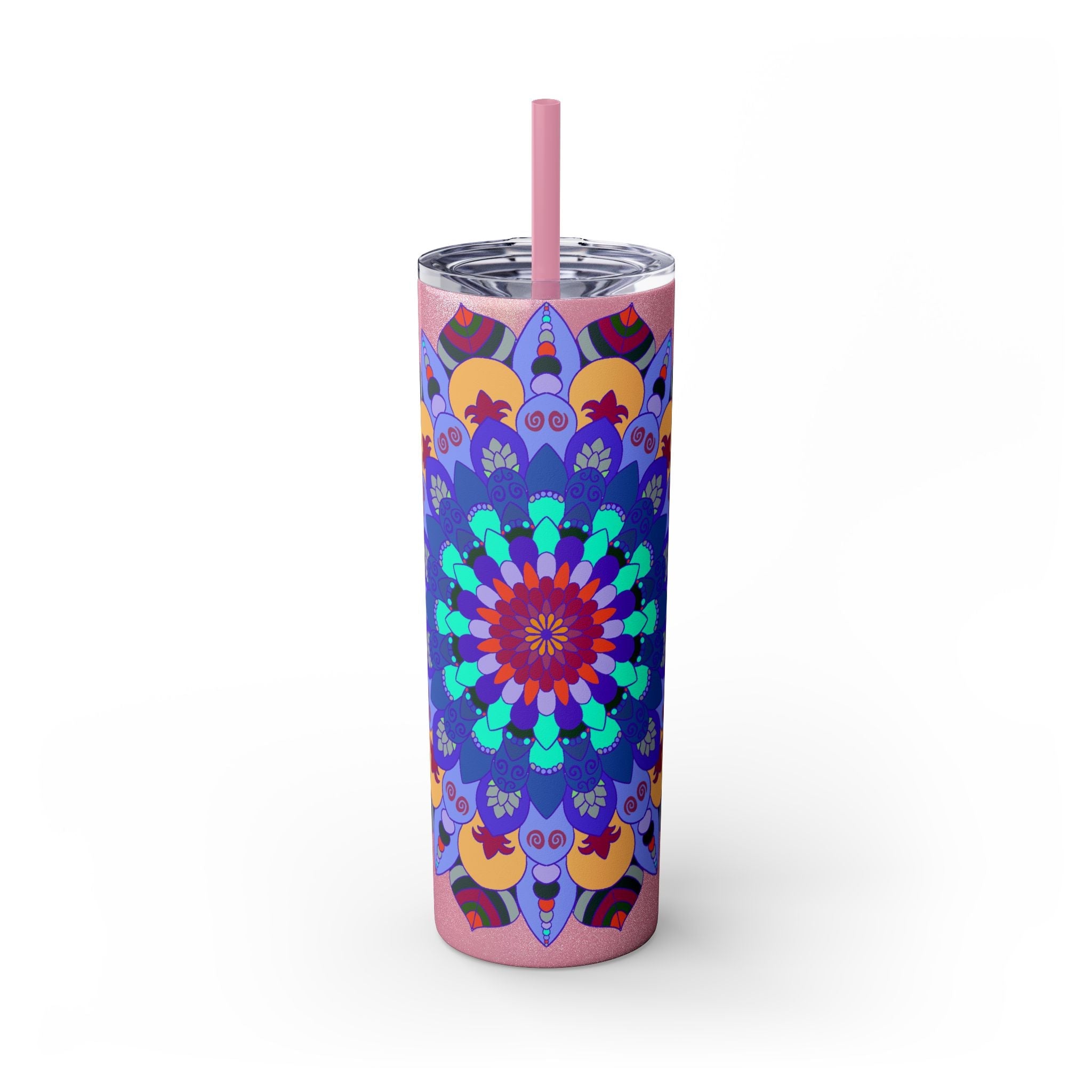 Colorful Mandala Skinny Tumbler - 20oz - Hot & Cold Mug - Blululi