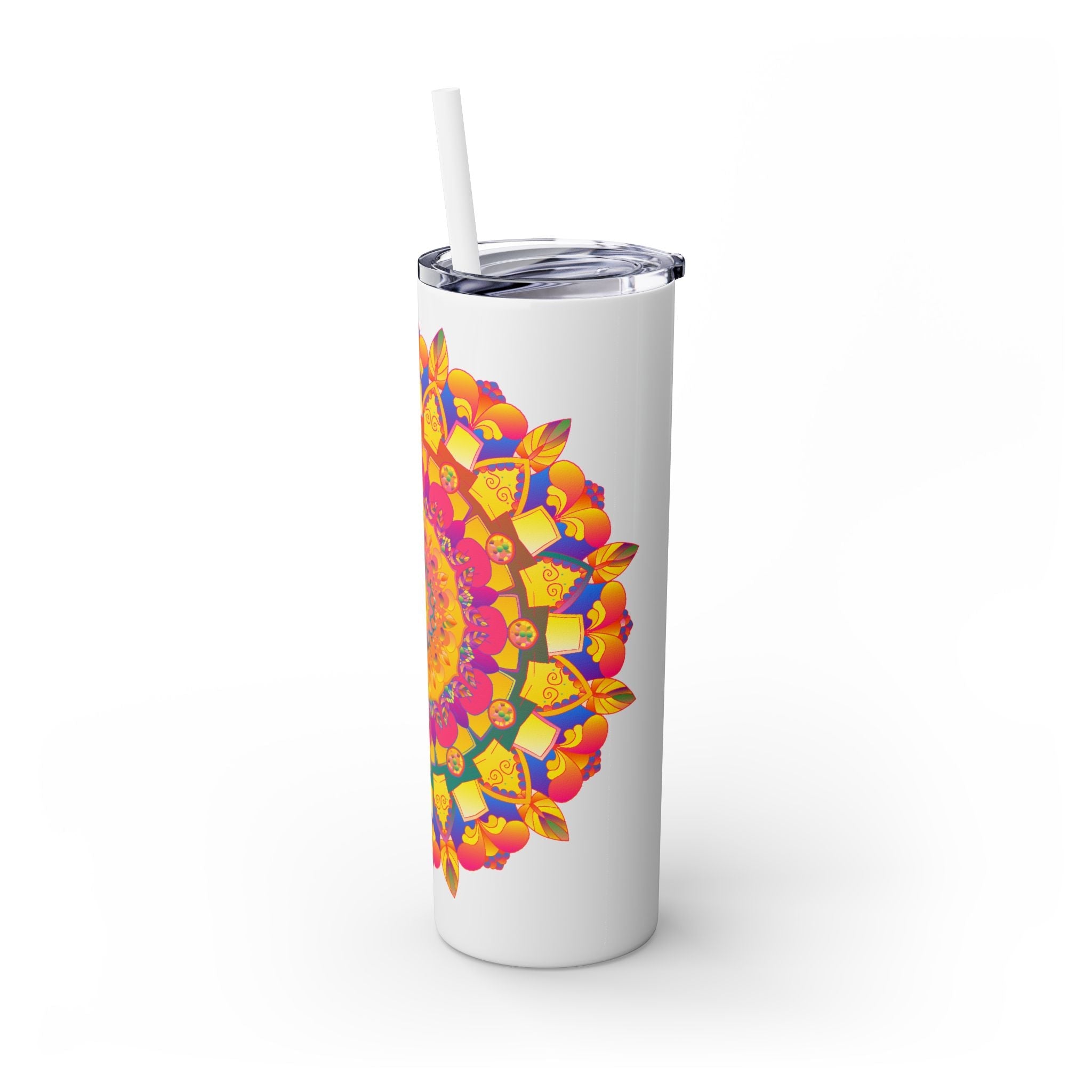 Colorful Mandala Skinny Tumbler - 20oz - Hot & Cold Mug - Blululi