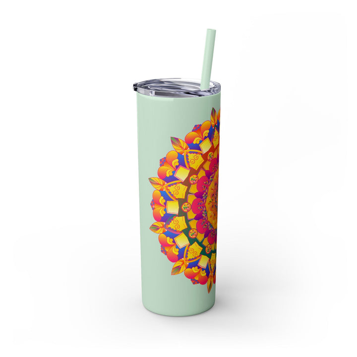 Colorful Mandala Skinny Tumbler - 20oz - Hot & Cold Mug - Blululi