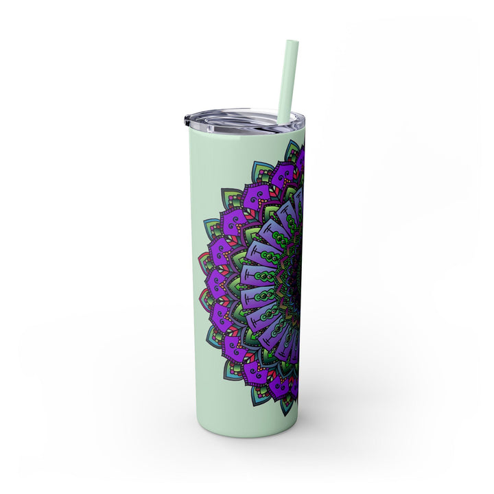 Colorful Mandala Skinny Tumbler - 20oz - Hot & Cold Mug - Blululi