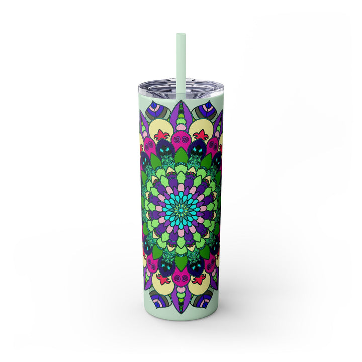 Colorful Mandala Skinny Tumbler - 20oz, Hot & Cold Mug - Blululi