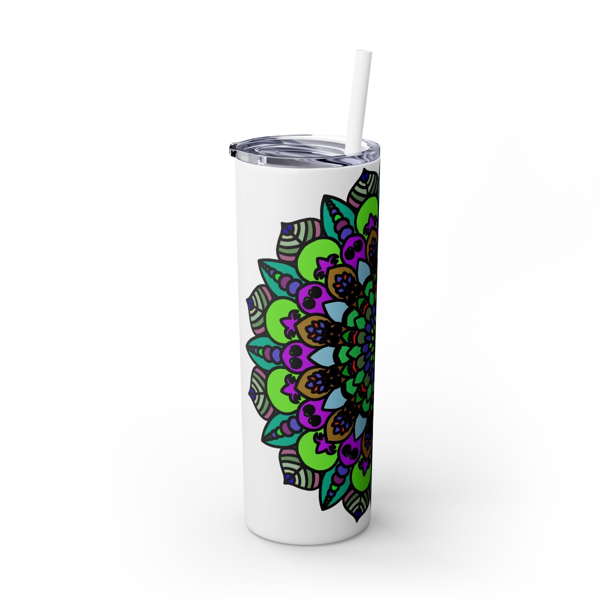 Colorful Mandala Skinny Tumbler - 20oz - Hot & Cold Mug - Blululi