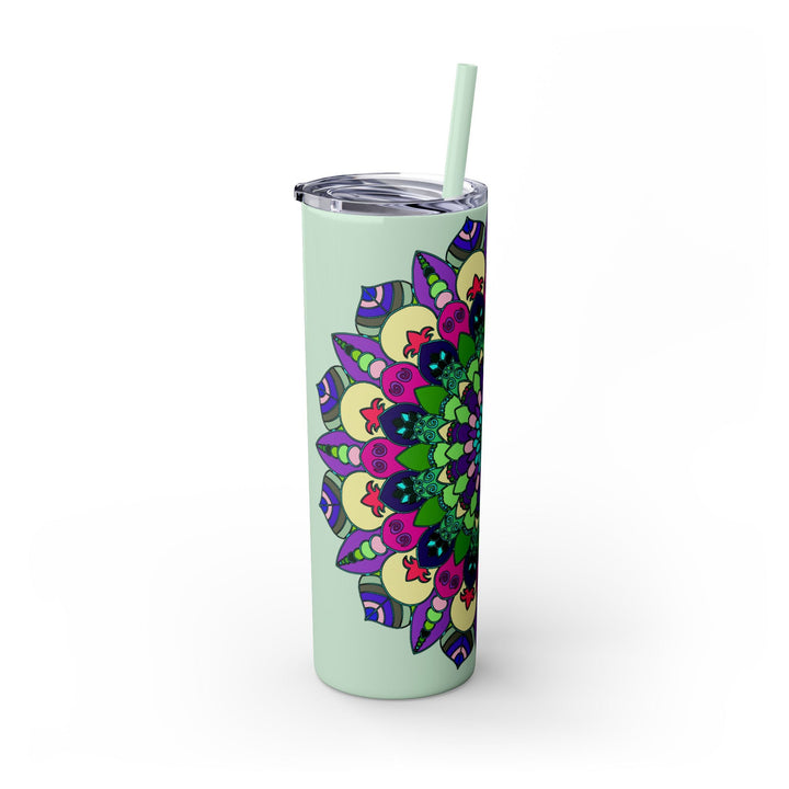 Colorful Mandala Skinny Tumbler - 20oz, Hot & Cold Mug - Blululi