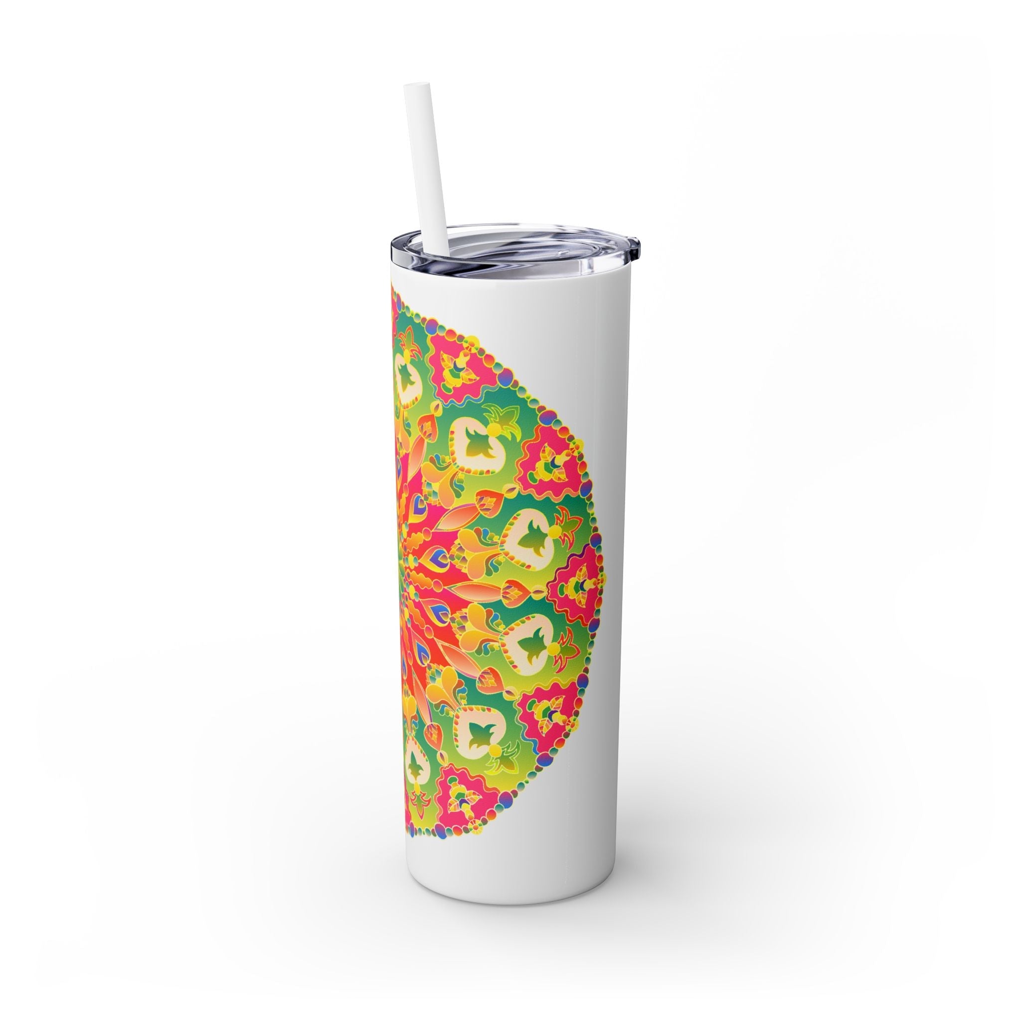 Colorful Mandala Skinny Tumbler - 20oz - Hot & Cold Mug - Blululi