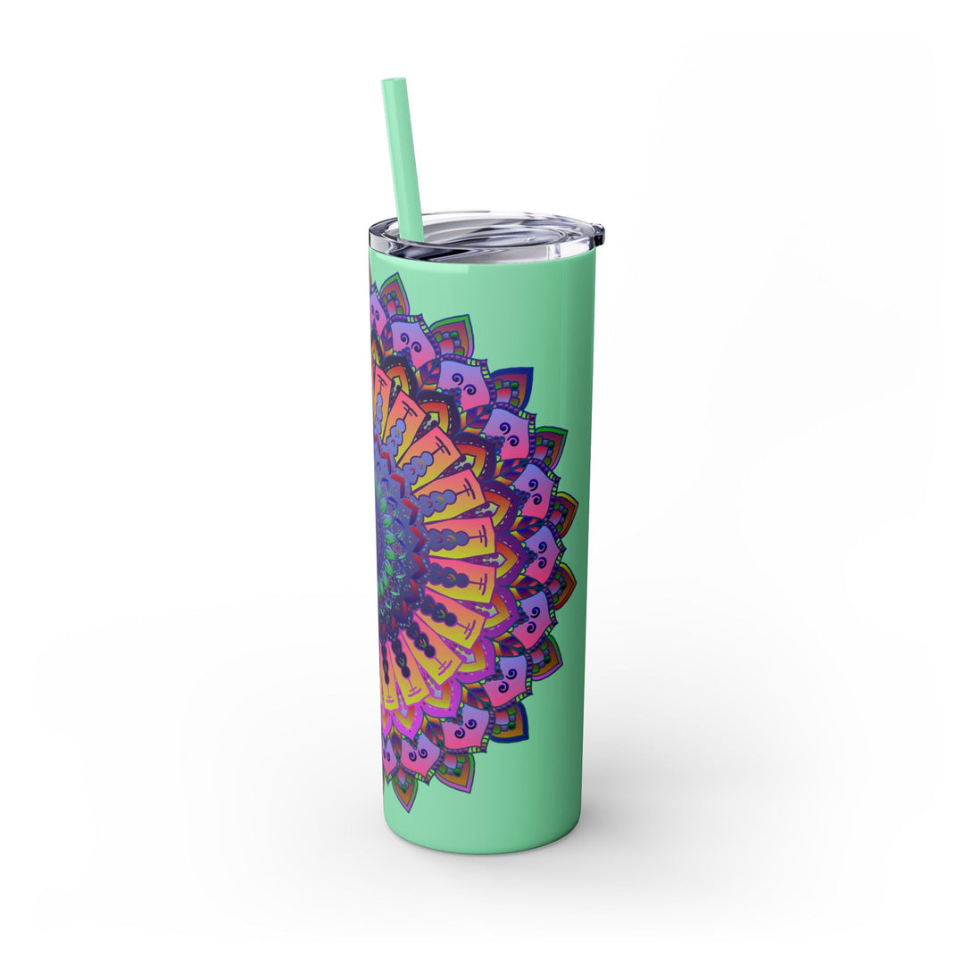 Colorful Mandala Skinny Tumbler - 20oz - Hot & Cold Mug - Blululi