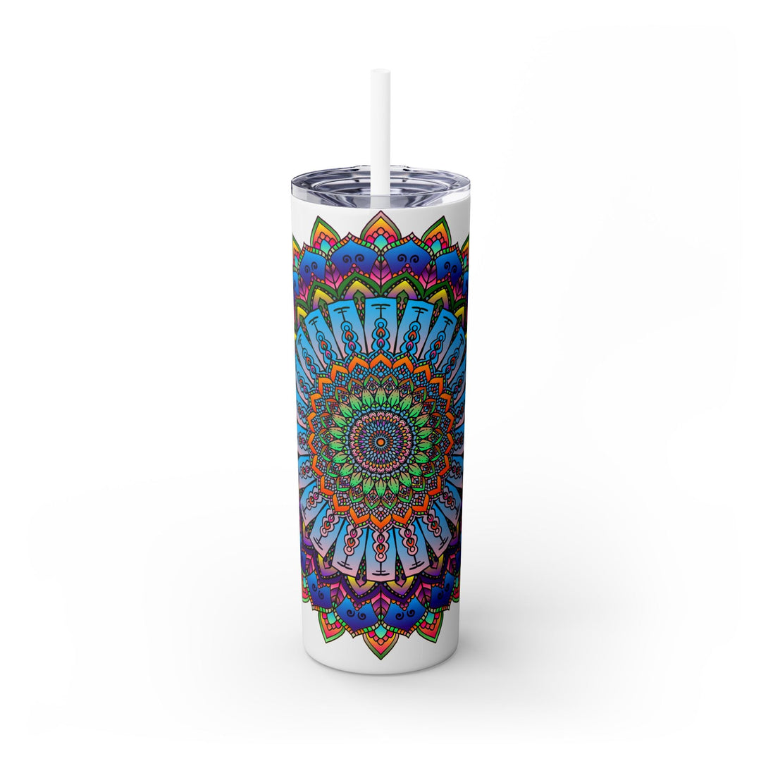 Colorful Mandala Skinny Tumbler - 20oz, Hot & Cold Mug - Blululi