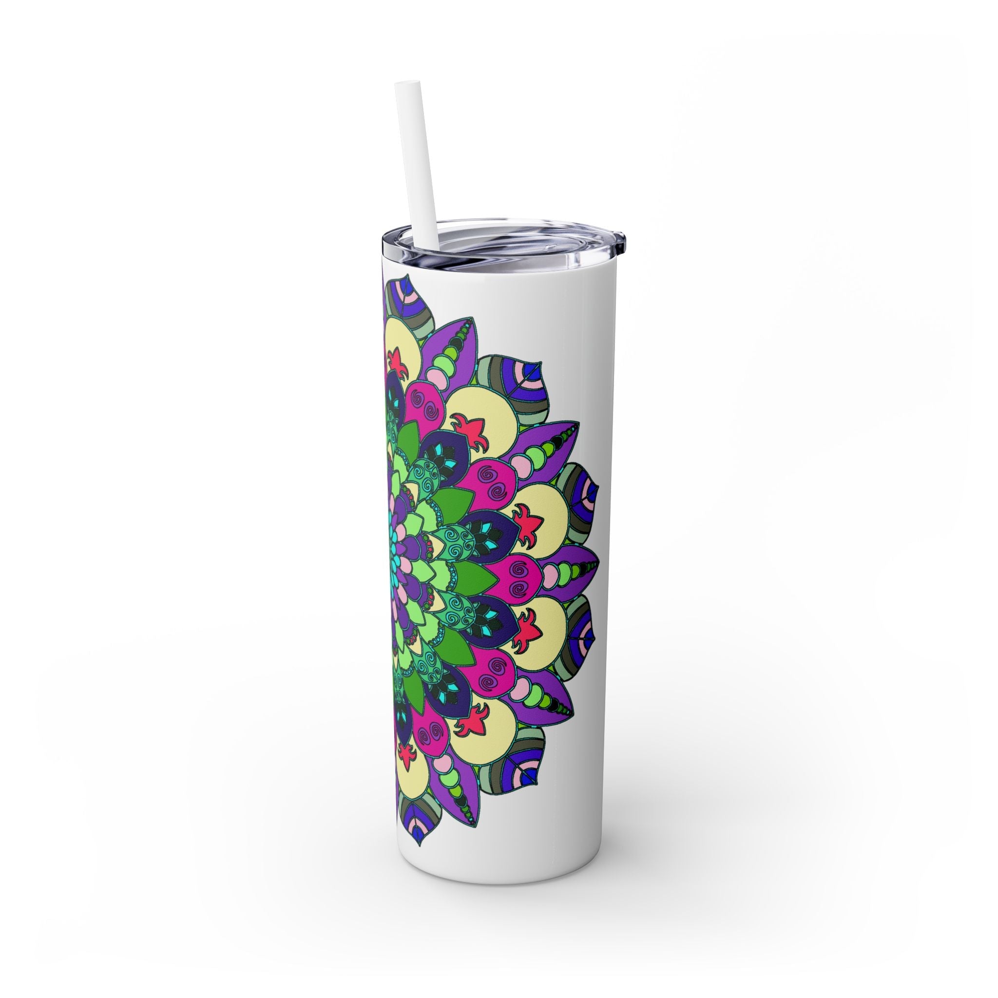 Colorful Mandala Skinny Tumbler - 20oz, Hot & Cold Mug - Blululi