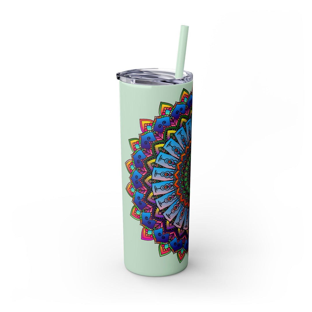 Colorful Mandala Skinny Tumbler - 20oz, Hot & Cold Mug - Blululi