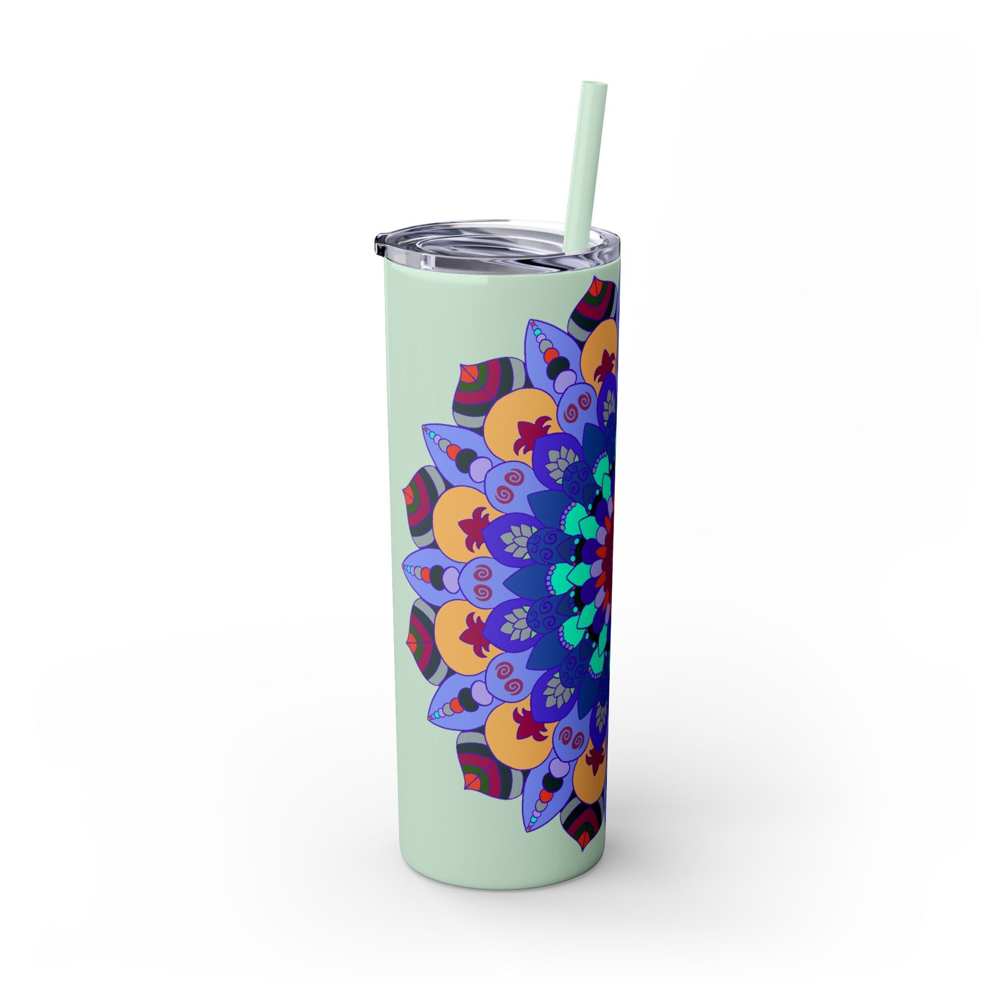 Colorful Mandala Skinny Tumbler - 20oz - Hot & Cold Mug - Blululi