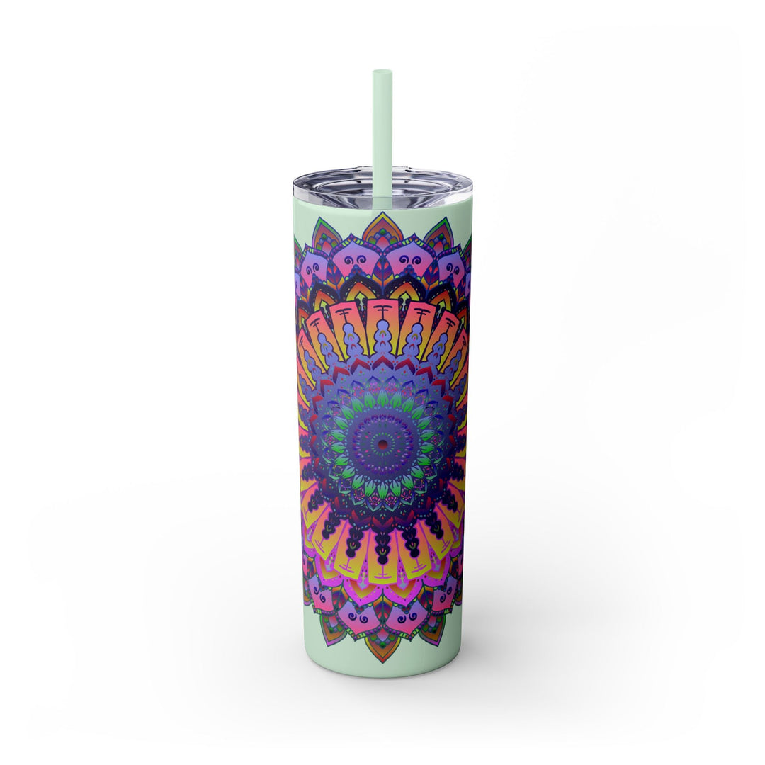 Colorful Mandala Skinny Tumbler - 20oz - Hot & Cold Mug - Blululi