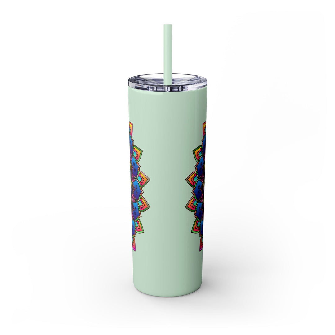 Colorful Mandala Skinny Tumbler - 20oz, Hot & Cold Mug - Blululi