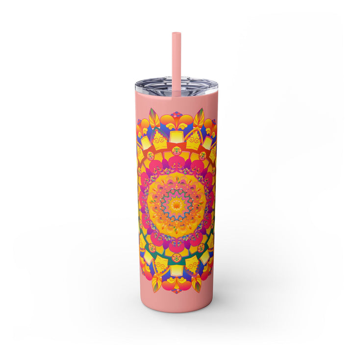 Colorful Mandala Skinny Tumbler - 20oz - Hot & Cold Mug - Blululi