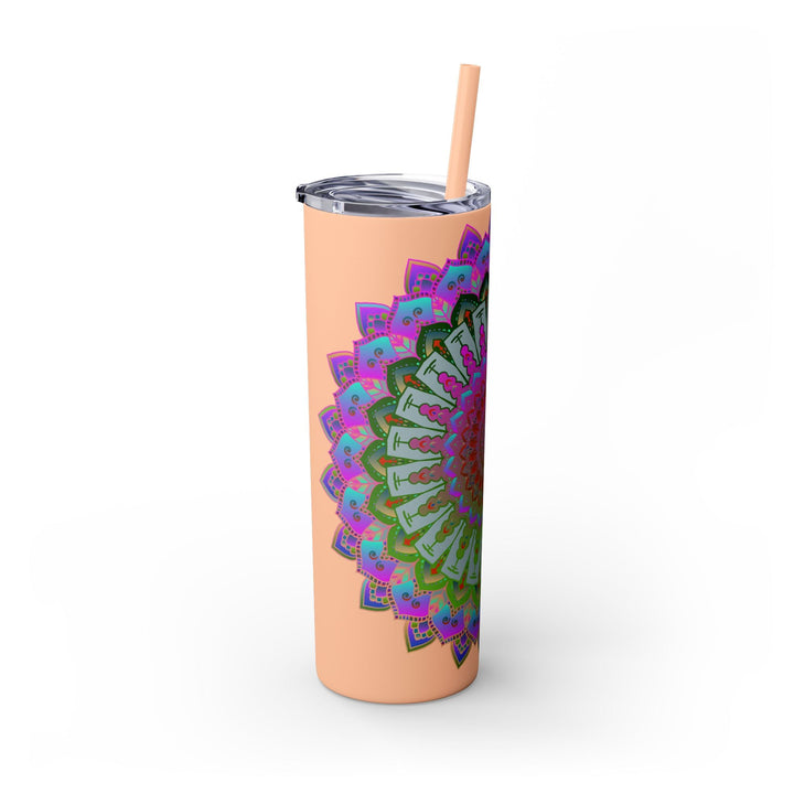 Colorful Mandala Skinny Tumbler - 20oz, Hot/Cold Mug - Blululi