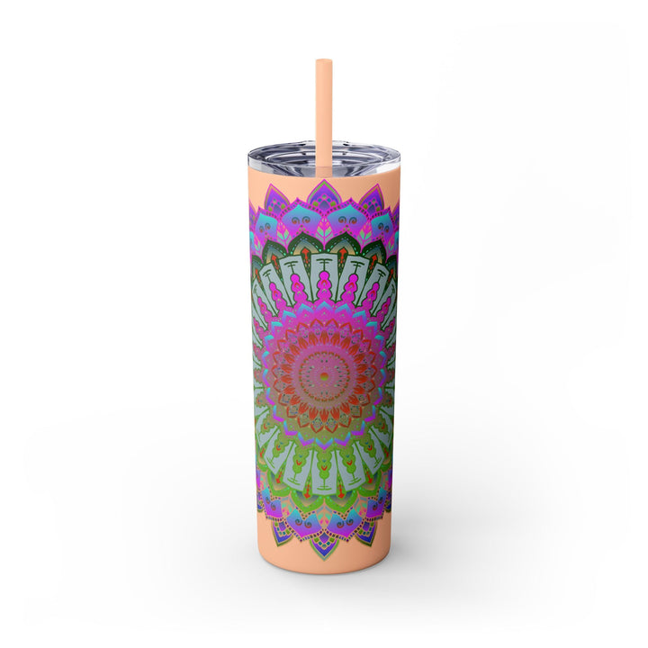 Colorful Mandala Skinny Tumbler - 20oz, Hot/Cold Mug - Blululi