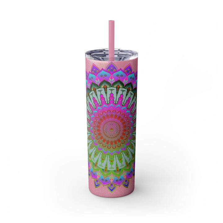 Colorful Mandala Skinny Tumbler - 20oz, Hot/Cold Mug - Blululi