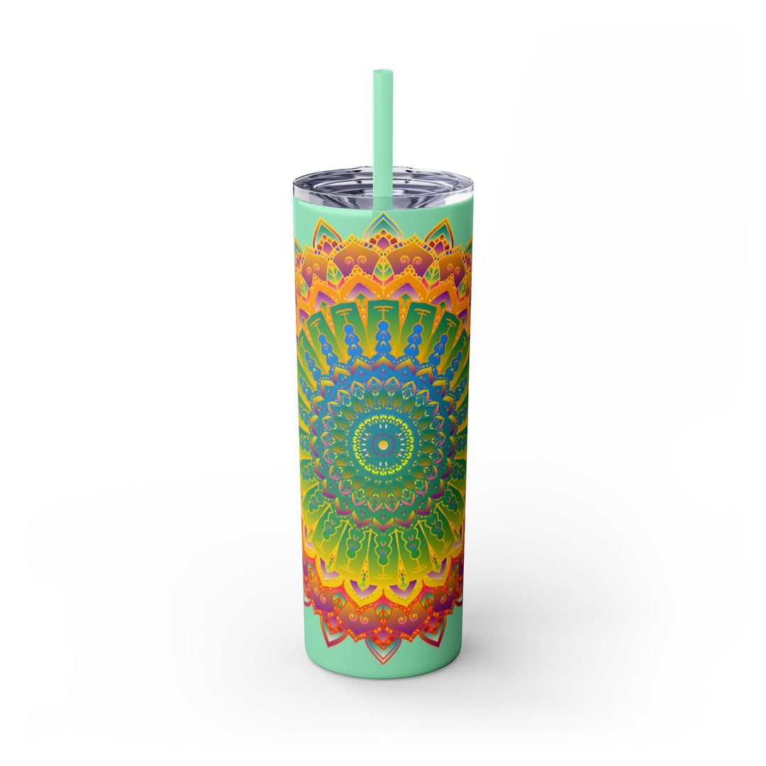 Colorful Mandala Skinny Tumbler - 20oz - Hot/Cold Mug - Blululi