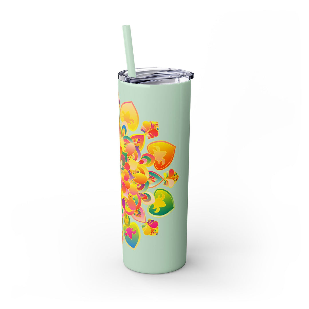 Colorful Mandala Skinny Tumbler - 20oz, Hot/Cold Mug - Blululi