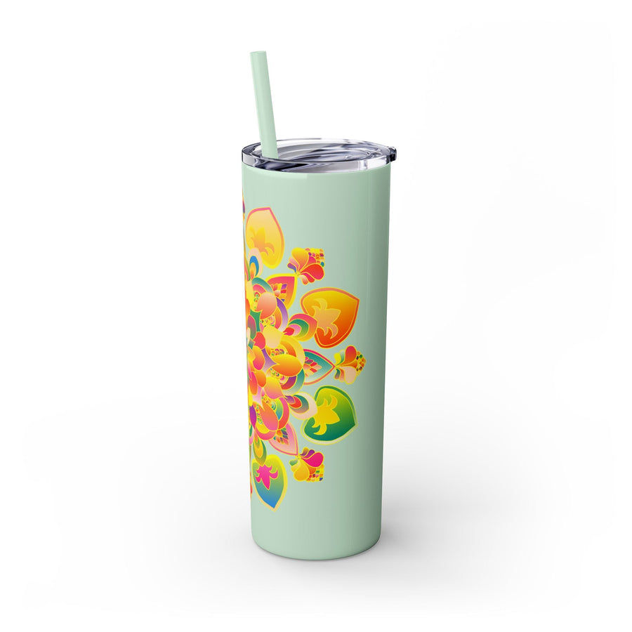 Colorful Mandala Skinny Tumbler - 20oz, Hot/Cold Mug - Blululi