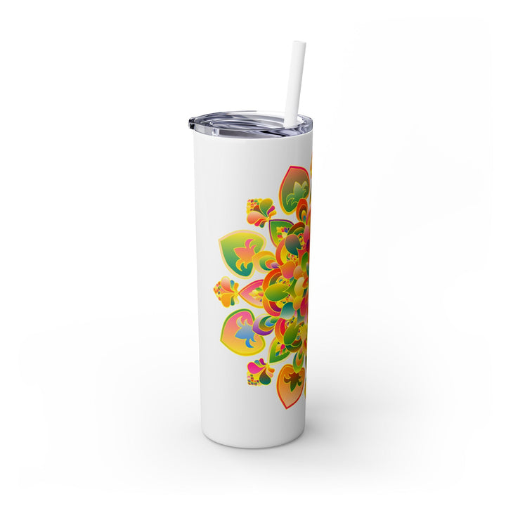 Colorful Mandala Skinny Tumbler - 20oz, Hot/Cold Mug - Blululi