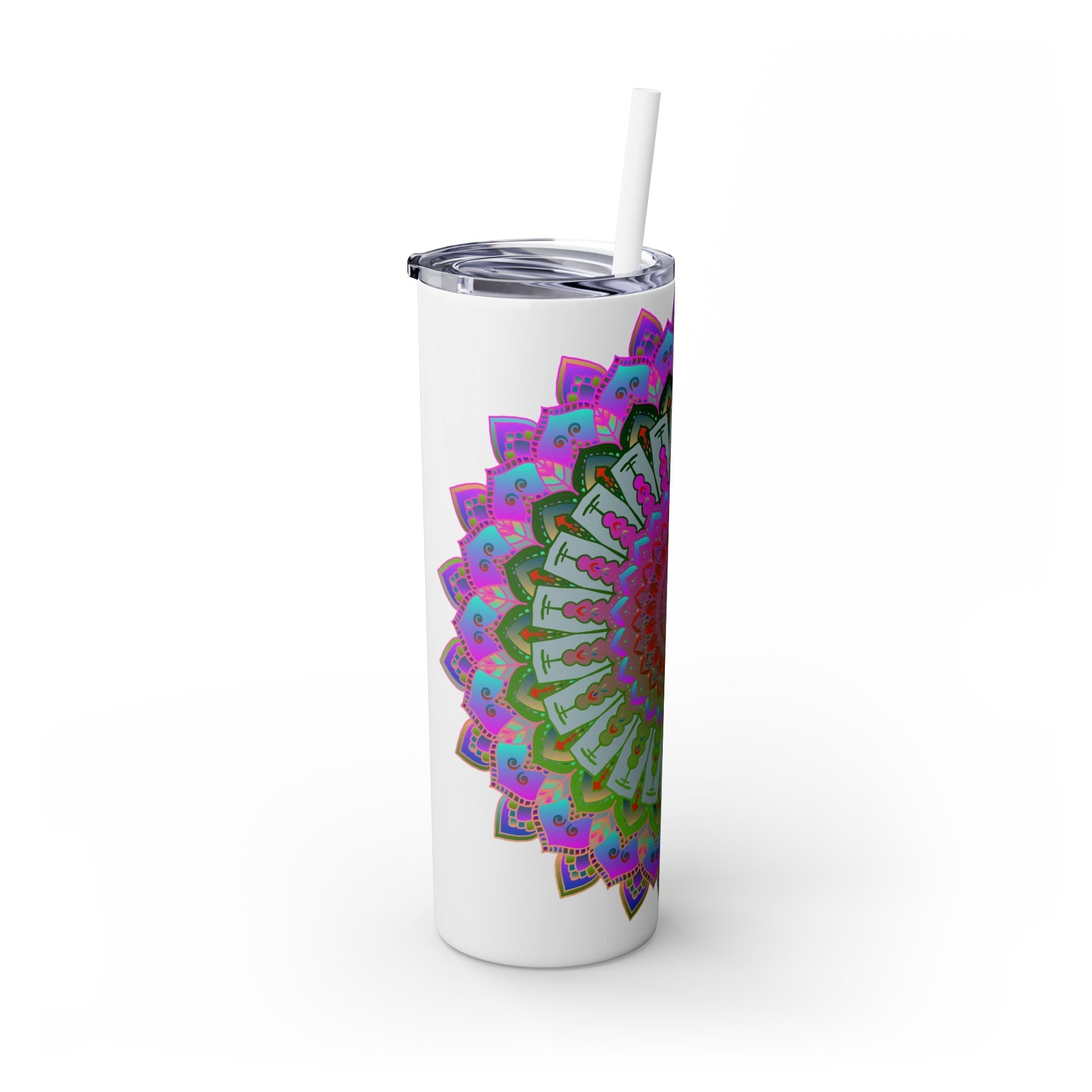 Colorful Mandala Skinny Tumbler - 20oz, Hot/Cold Mug - Blululi