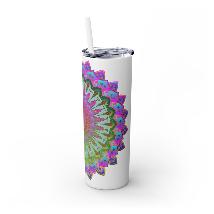 Colorful Mandala Skinny Tumbler - 20oz, Hot/Cold Mug - Blululi