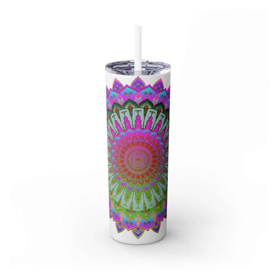 Colorful Mandala Skinny Tumbler - 20oz, Hot/Cold Mug - Blululi