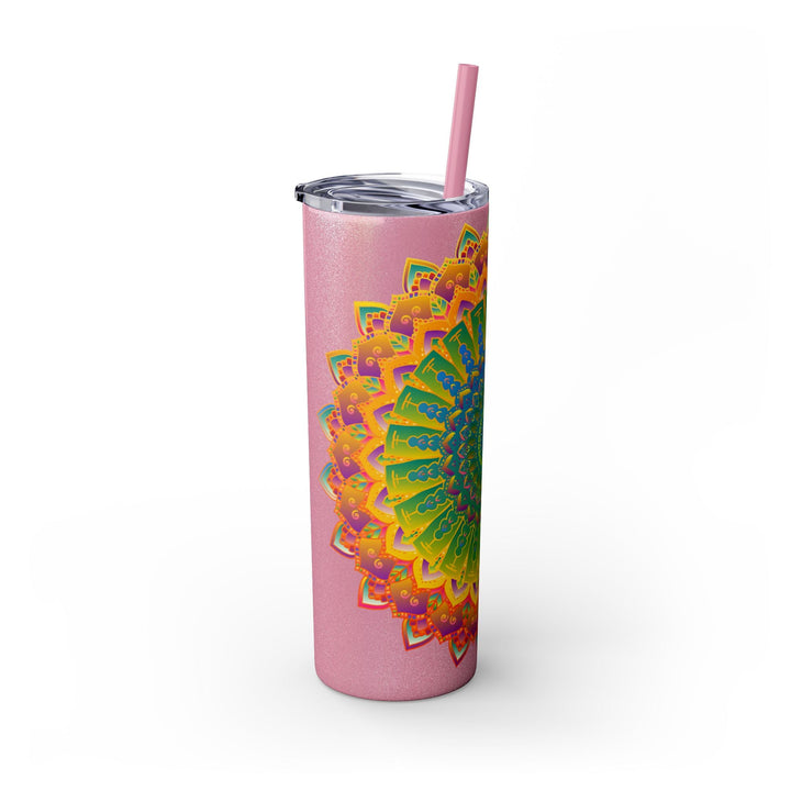 Colorful Mandala Skinny Tumbler - 20oz - Hot/Cold Mug - Blululi