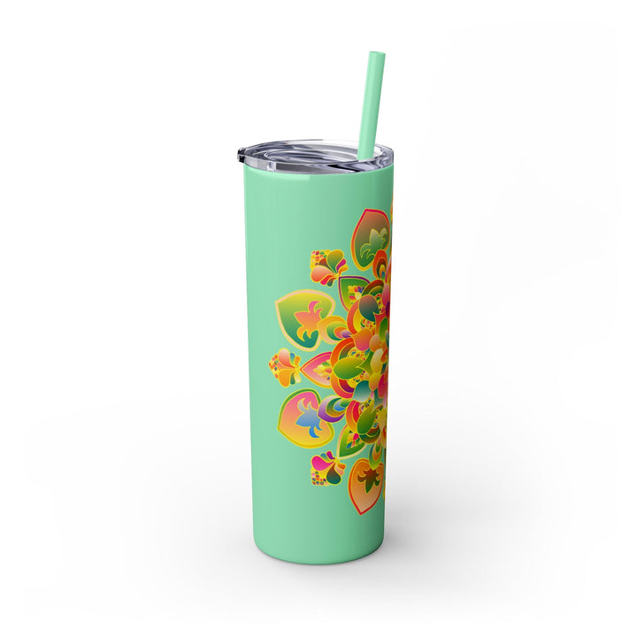 Colorful Mandala Skinny Tumbler - 20oz, Hot/Cold Mug - Blululi