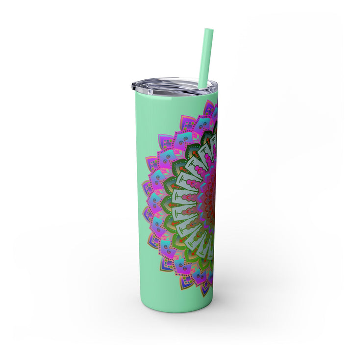 Colorful Mandala Skinny Tumbler - 20oz, Hot/Cold Mug - Blululi