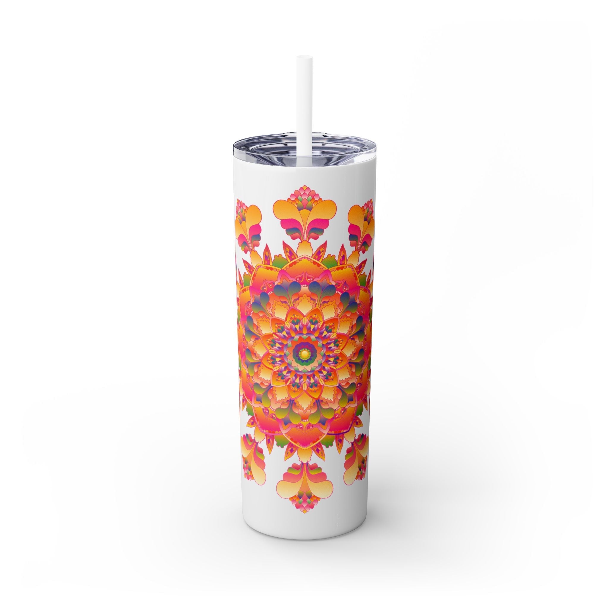 Colorful Mandala Skinny Tumbler - 20oz - Hot/Cold Mug - Blululi