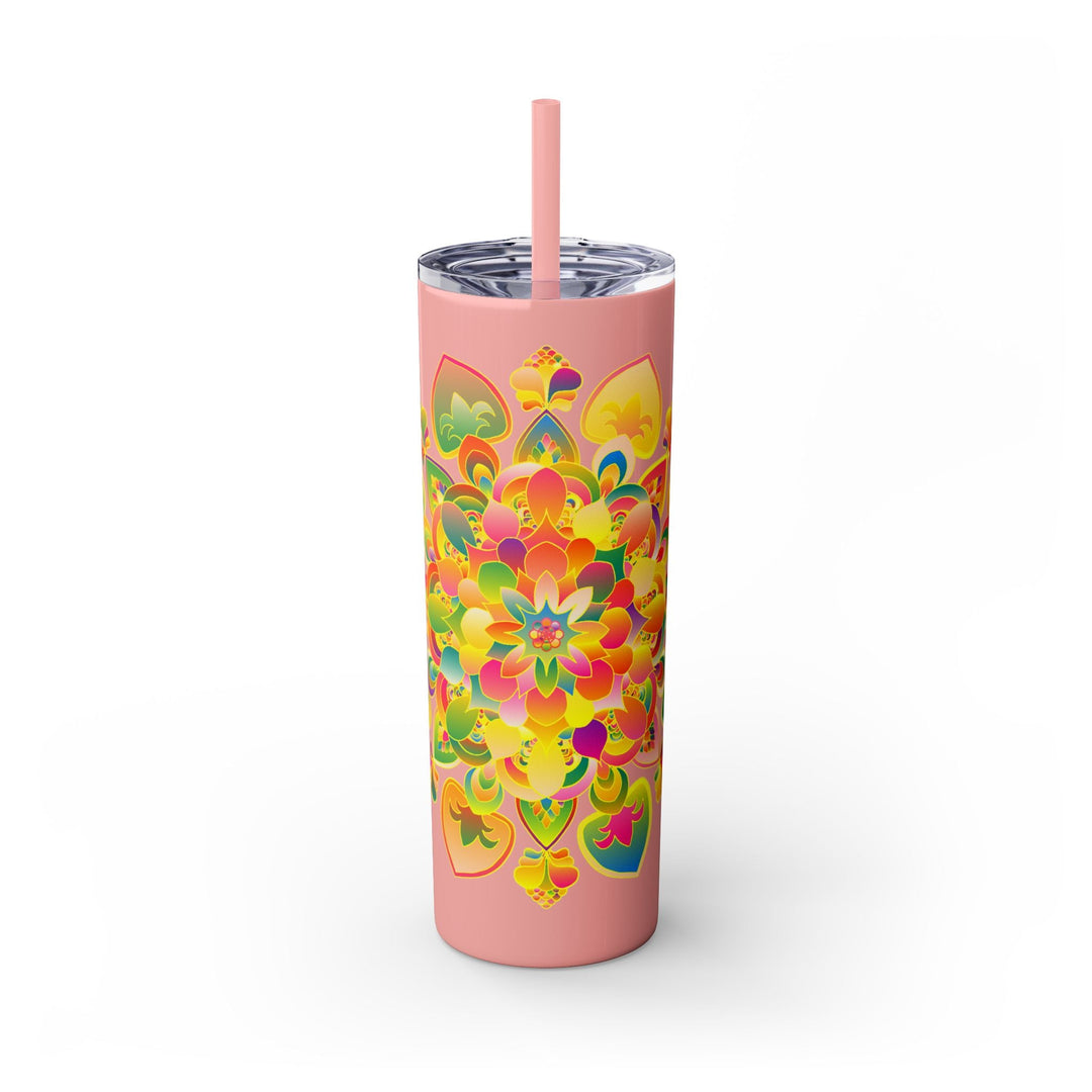 Colorful Mandala Skinny Tumbler - 20oz, Hot/Cold Mug - Blululi